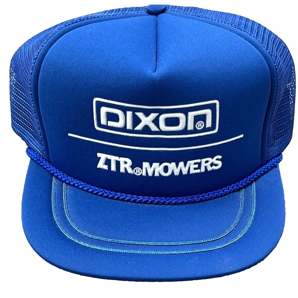 Vintage‎ Dixon ZTR Mowers Trucker Hat Cap SnapBack Blue Rope Mesh 90s Y2K Farm